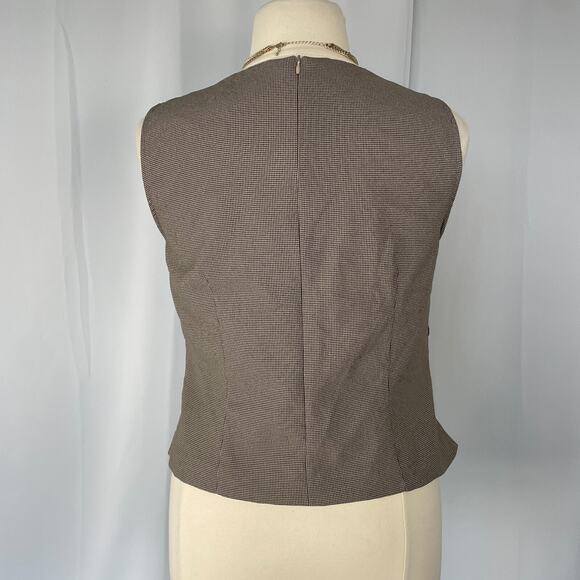 Vintage Tank Top Size 16 Black Cream Striped Minimalist Secretary Chic 90s Y2K - Picture 6 of 13